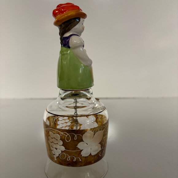 Western Germany Hand-Painted Porcelain Girl Glass Bell Gold Trim Grapevine VTG - Picture 3 of 10